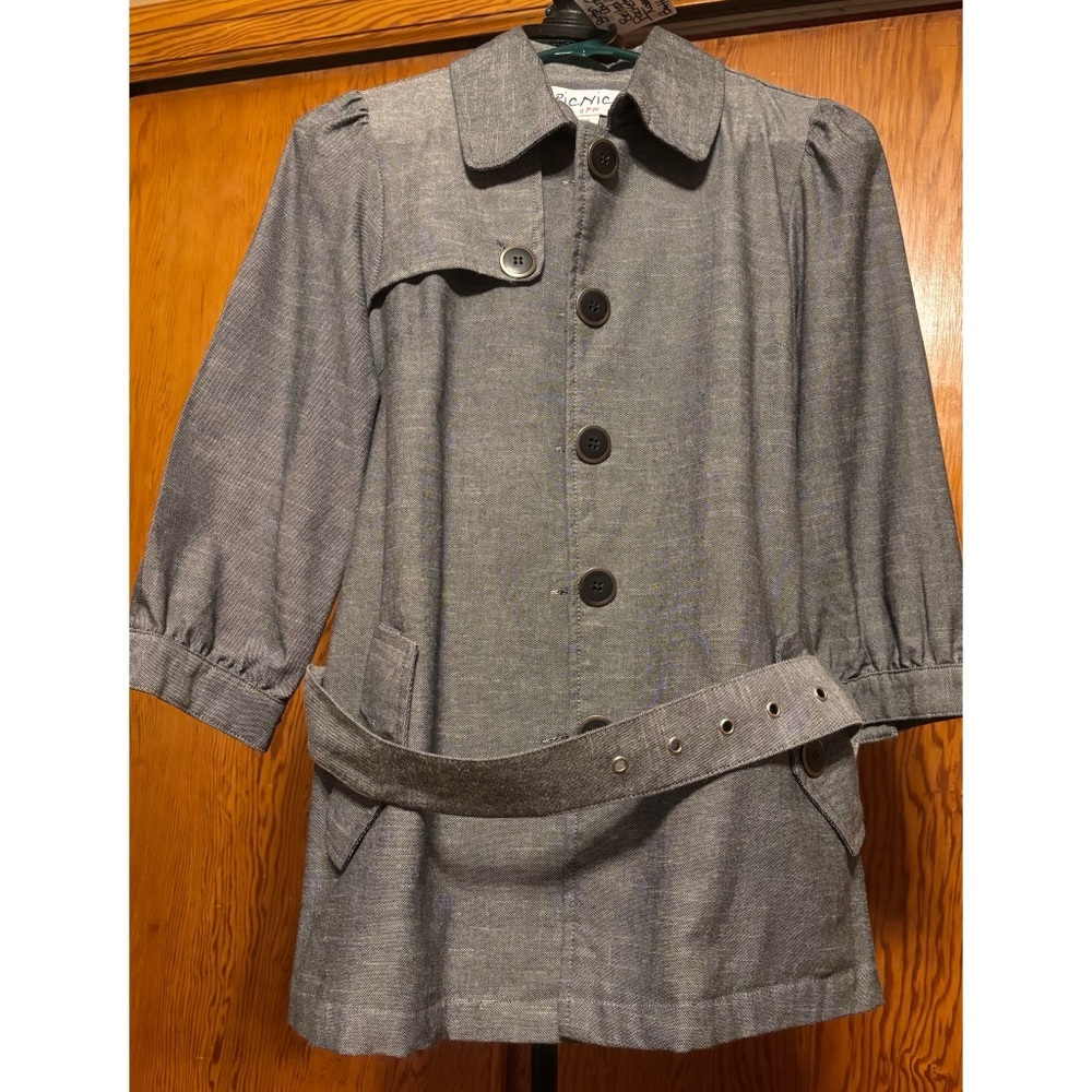 Belted, Gray Blazer Jacket